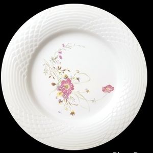 Set of 3 Dinner Plates Pink Purple Yellow Floral Flower Vintage